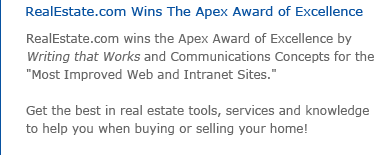 RealEstate.com Wins Apex Award for Top-Notch Web Site